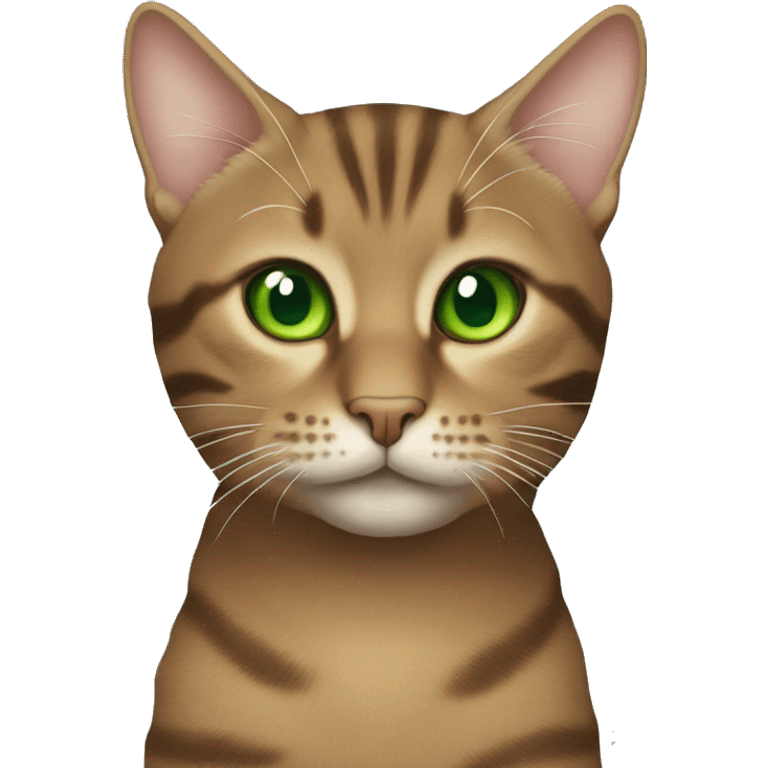 tabby cat with a darker brown coloring with green eyes emoji