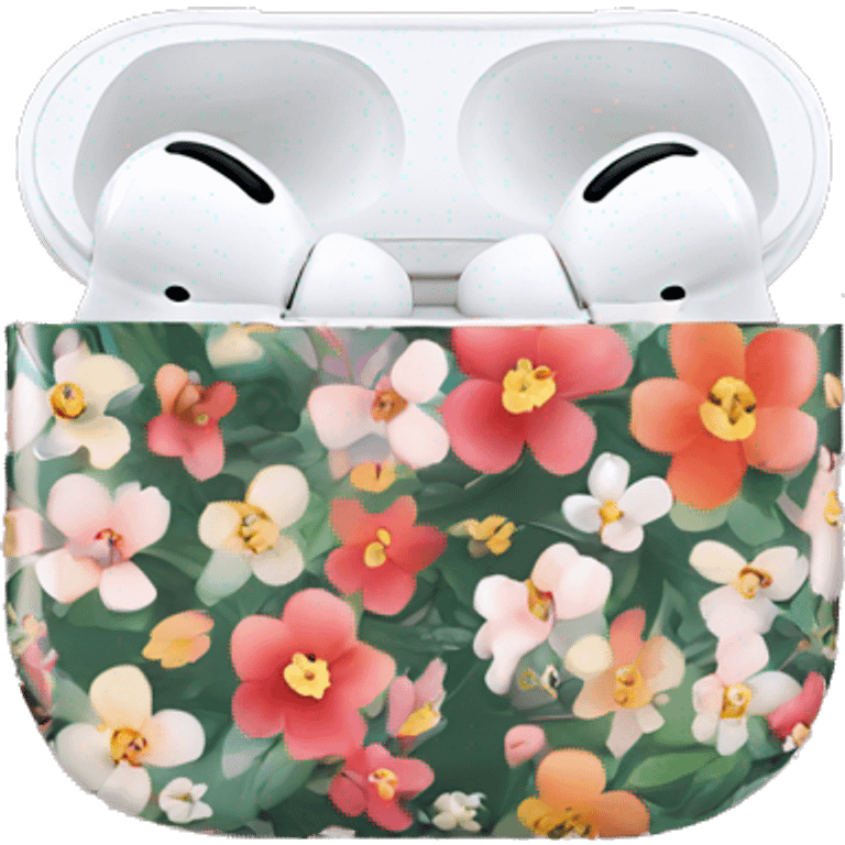 AirPods Pro in floral case emoji