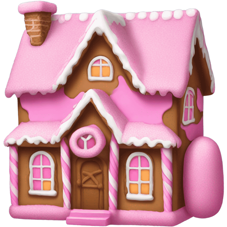 Pink gingerbread house emoji