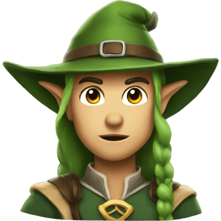 Fierce elf ranger wearing fedora  emoji