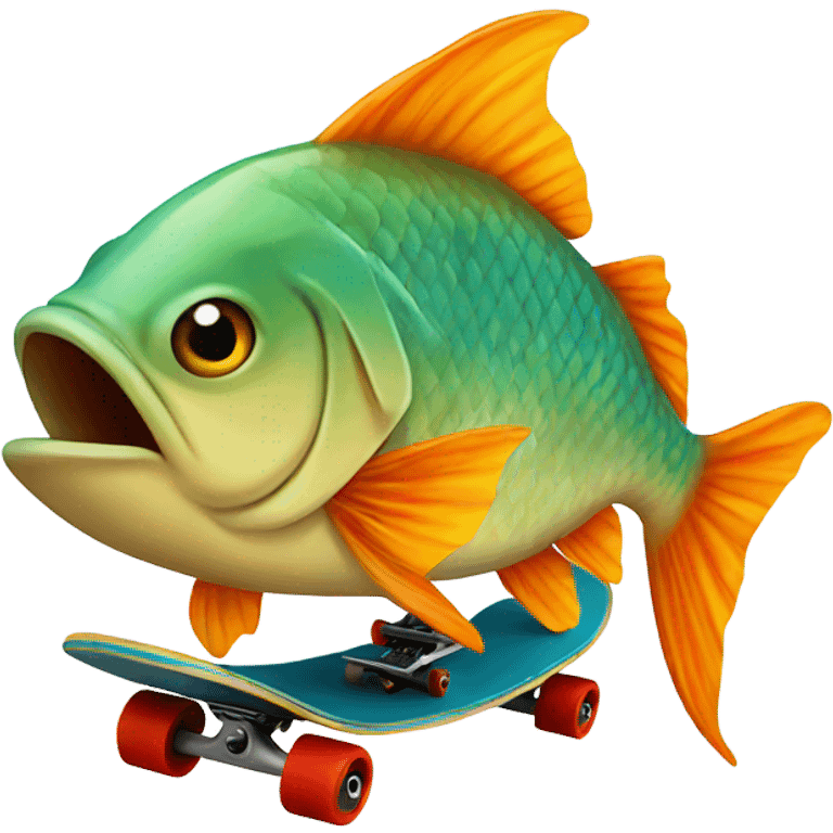 Fish on skateboard emoji