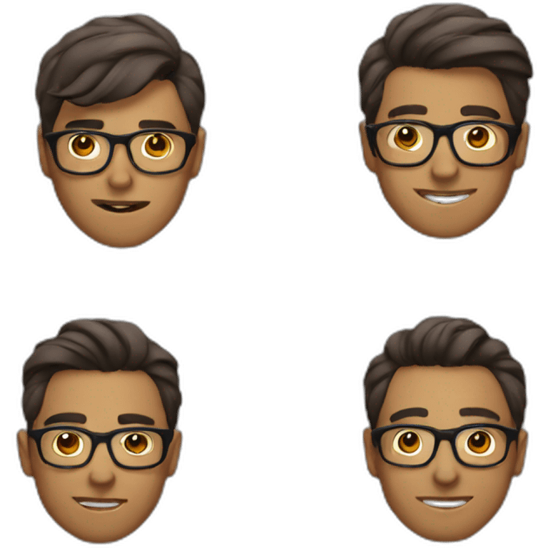 men latin, hair brown, glasses emoji