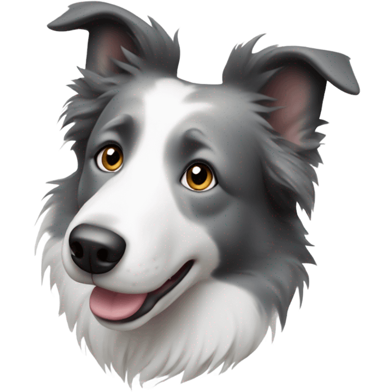 White and grey border collie with grey eyes emoji