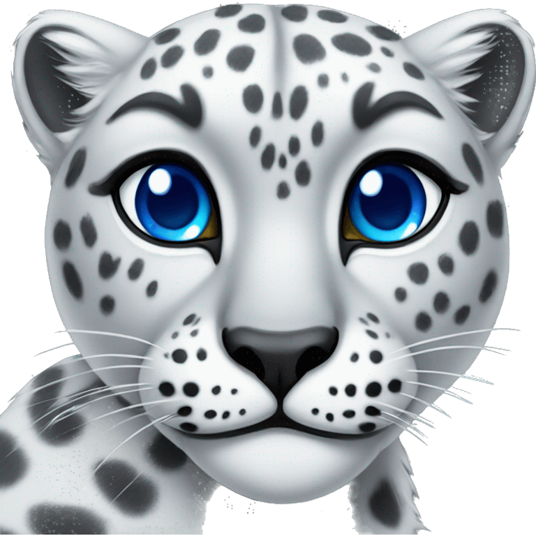 Snow leopard with blue eyes emoji