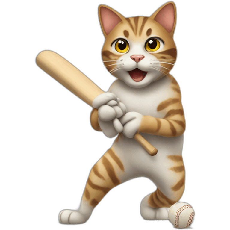 Cat playing cricket  emoji