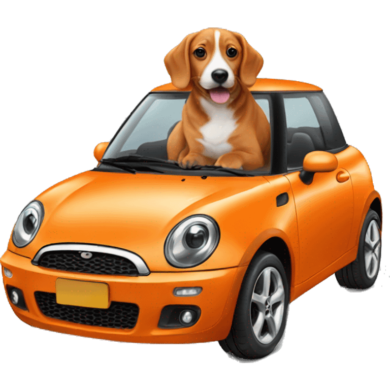 orange car with mini dog emoji