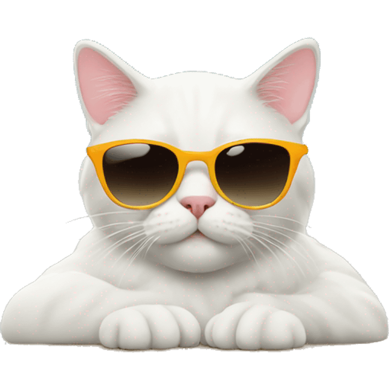 cat with sunglasses at the beach emoji