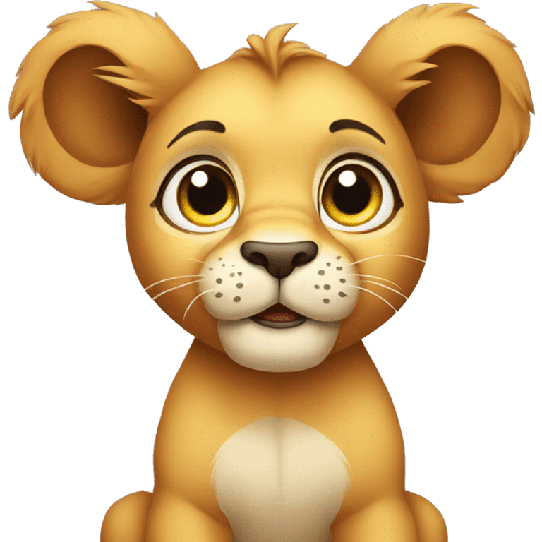 cute baby lion with big eyes emoji