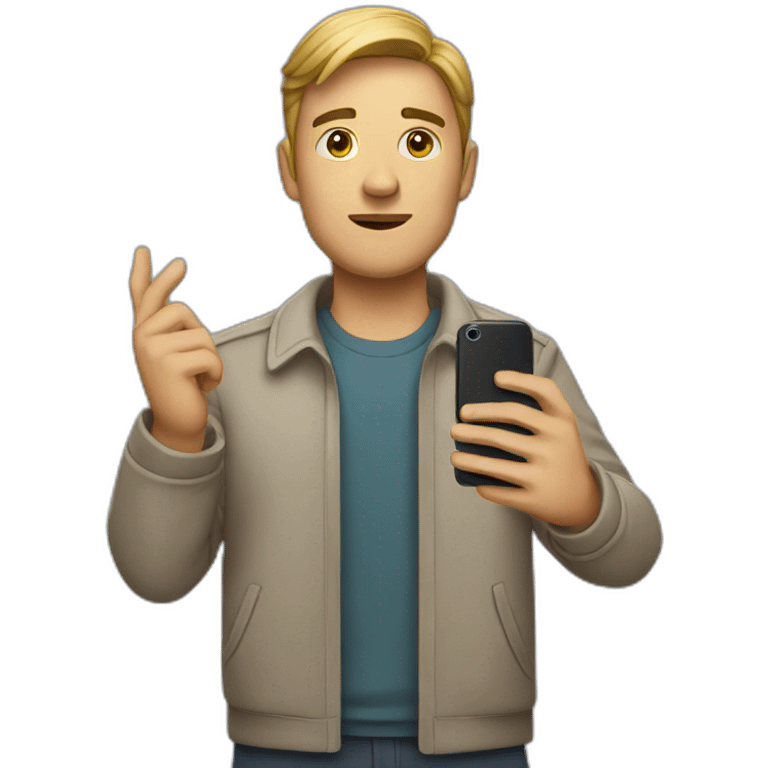 A man holding phone in hand emoji