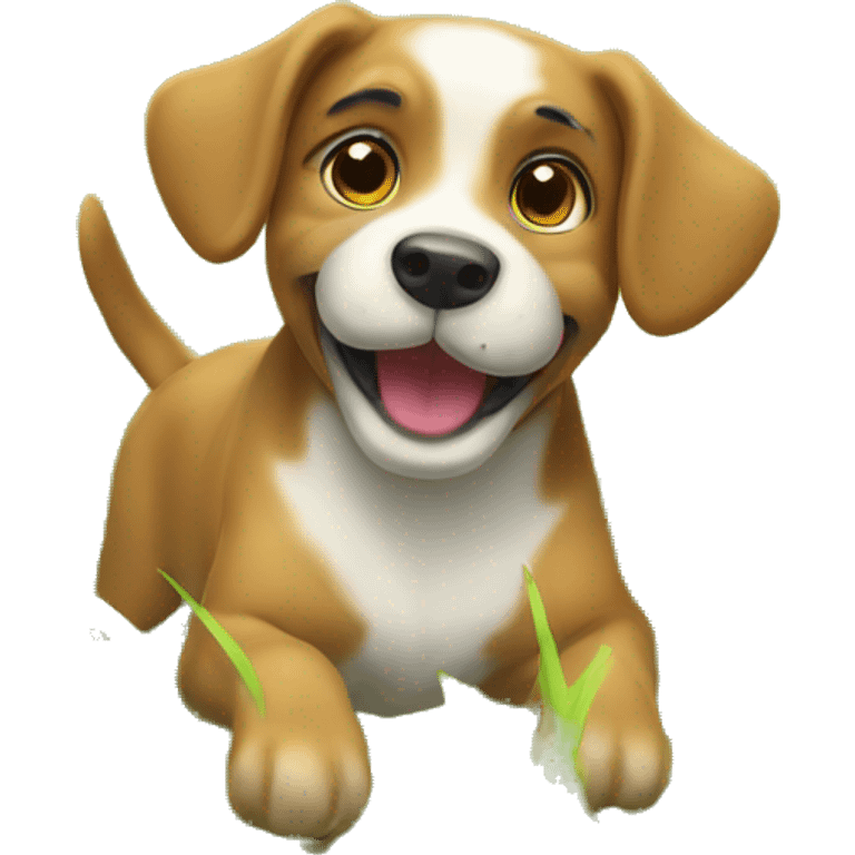 playful dog in grassy field emoji