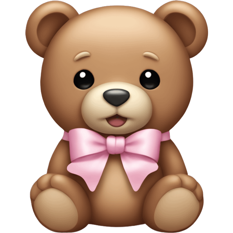 Teddy bear with light pink bow  emoji