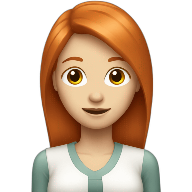 redhead white woman with medium long straight hair, saying ok emoji