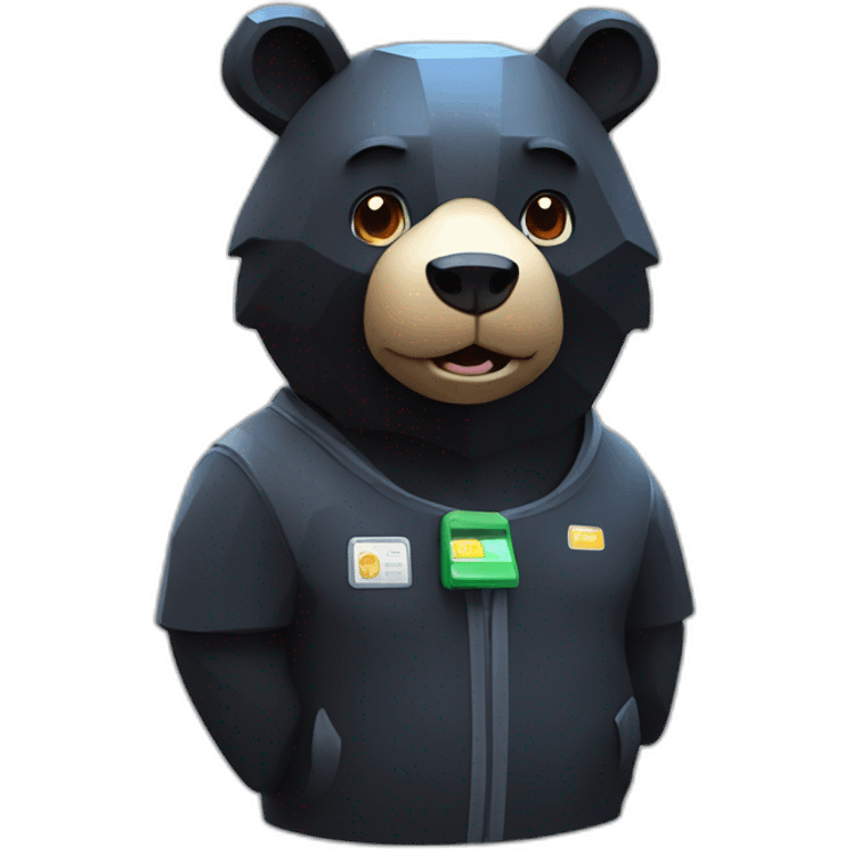 Happy Lowpoly black bear with gas station emoji