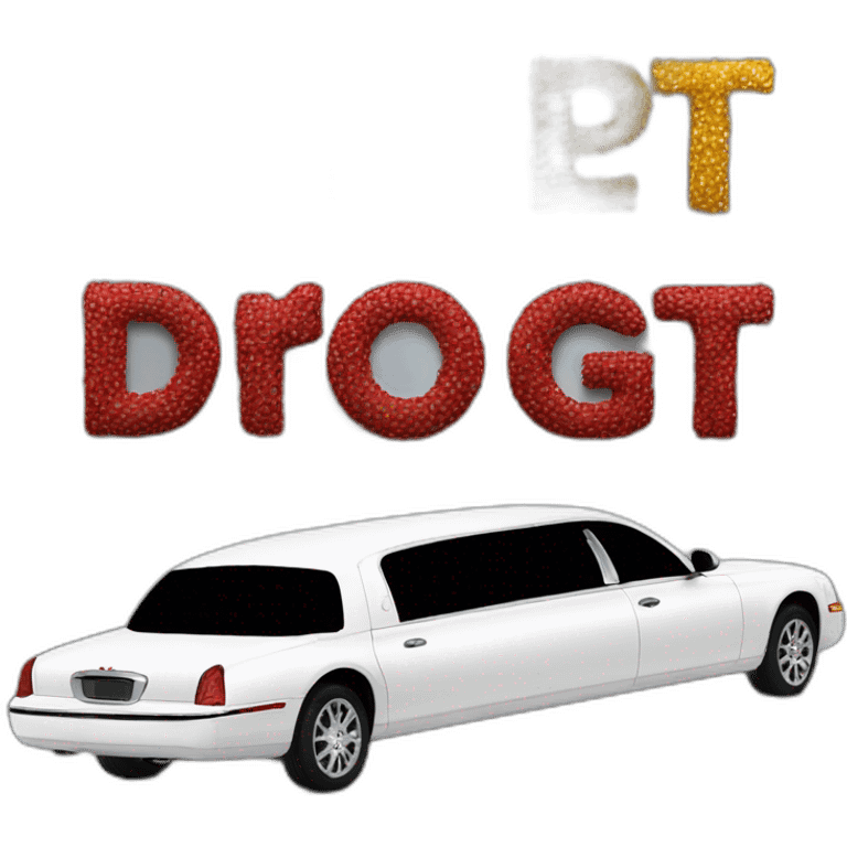 RGT lettering on a large limousine emoji