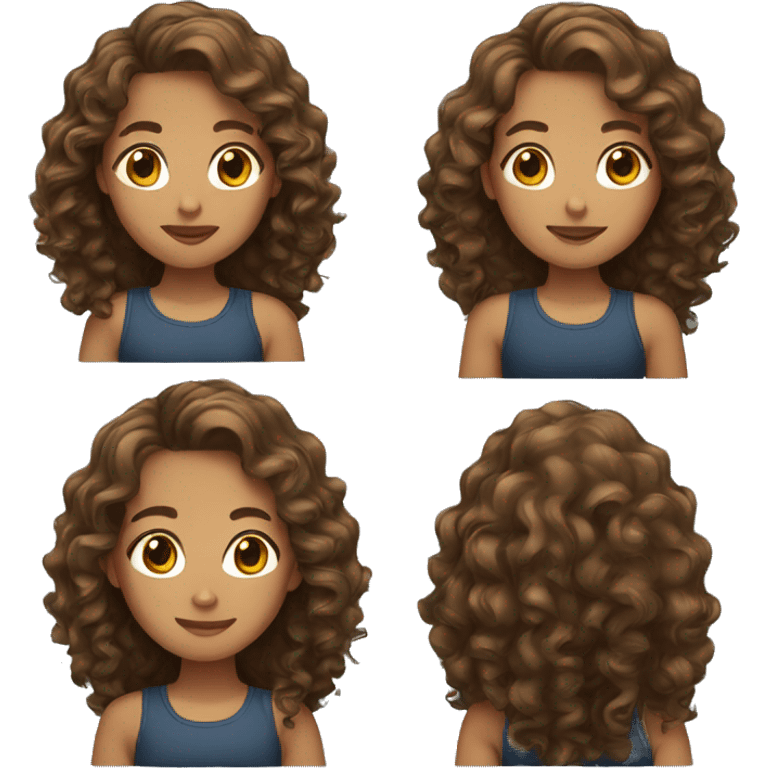 Brown-haired girl with long curly hair emoji