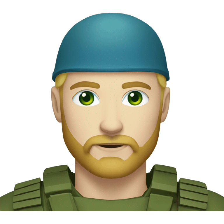 ukrainian military blonde man with a beard with green eyes with blue viking paint on the face  emoji