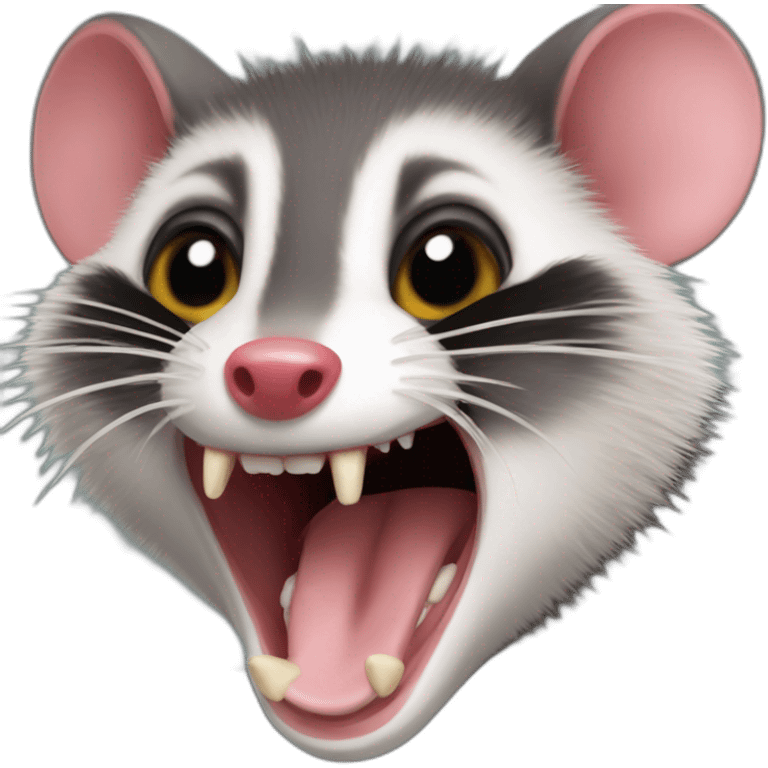 Opposum hissing emoji