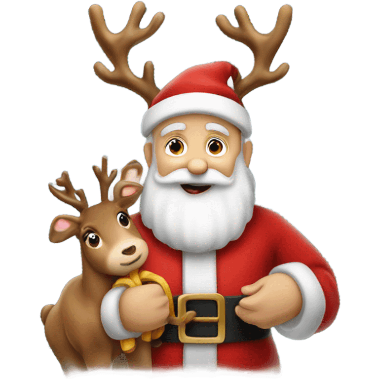 Babbo Natale con le renne e i regali emoji