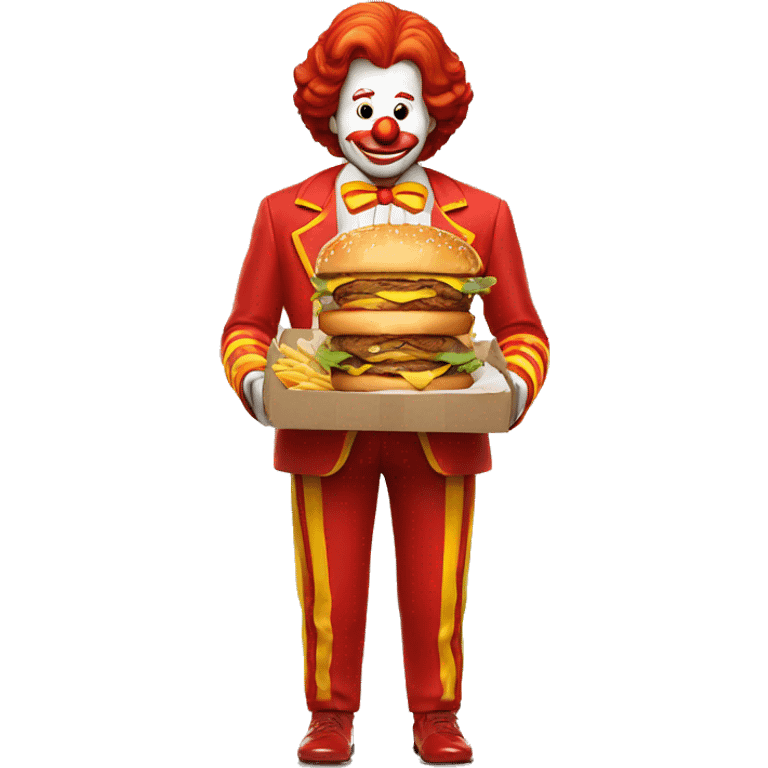 Ronald McDonald. holding a burger and fries in his hands emoji