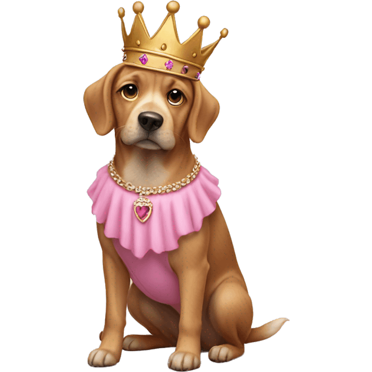 dog wear a pink dress and a crown  emoji