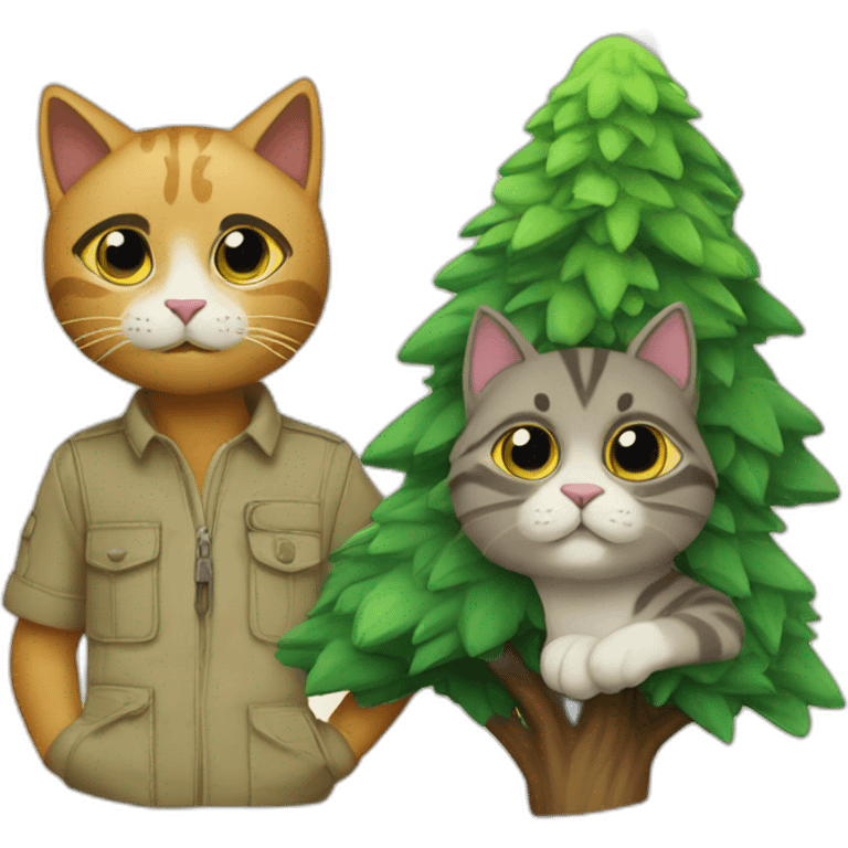 Cat and wale with plans trees emoji