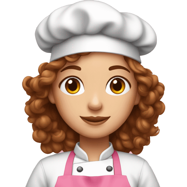 Chef girl with curly brown hair in a pink cap emoji