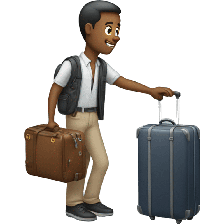 A men putting himself in a baggage  emoji