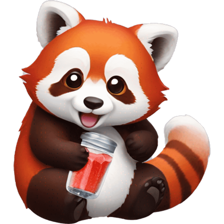 Red panda has salt shaker in his hand emoji