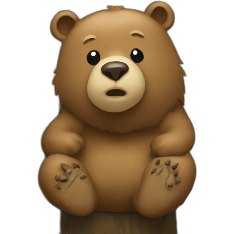 a bear shitting in the woods emoji