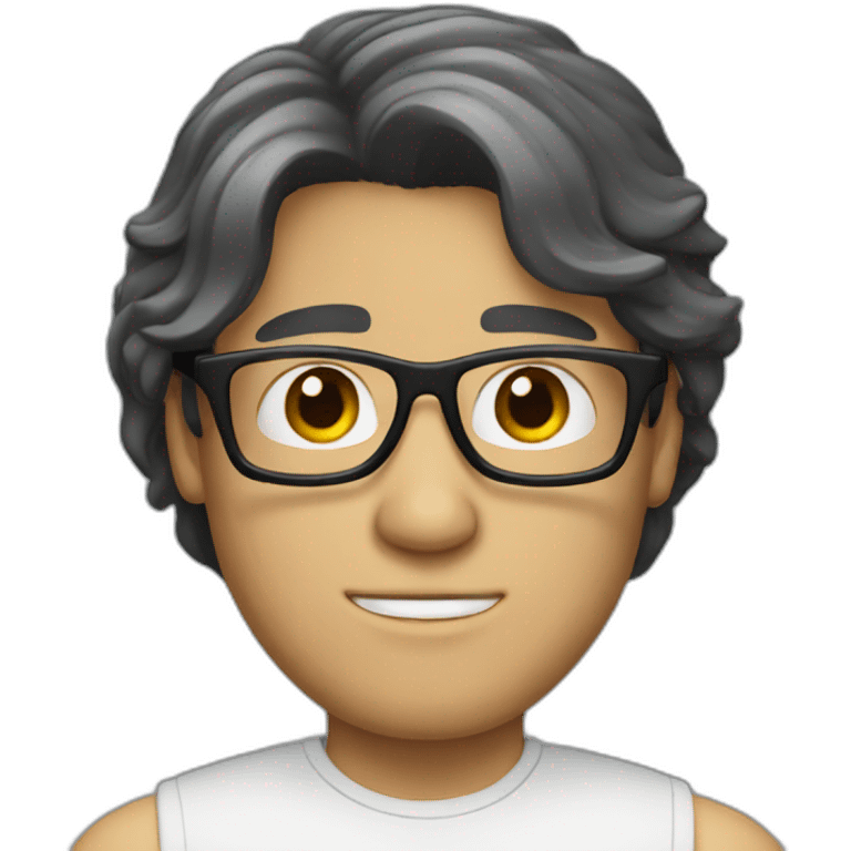 white man with black long hair glasses emoji