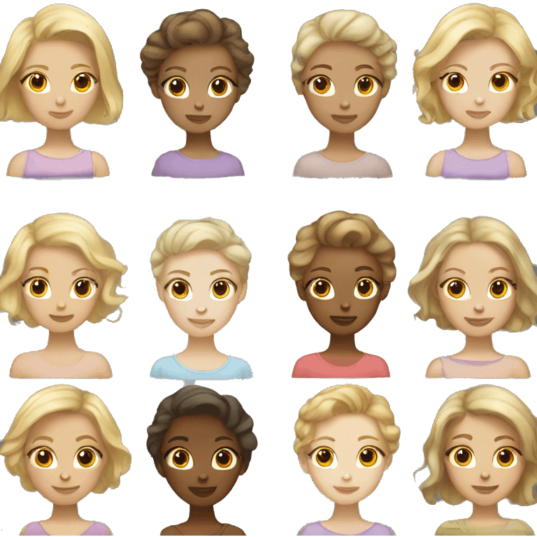 2 girls brown hair light skin, blonde hair light skin emoji