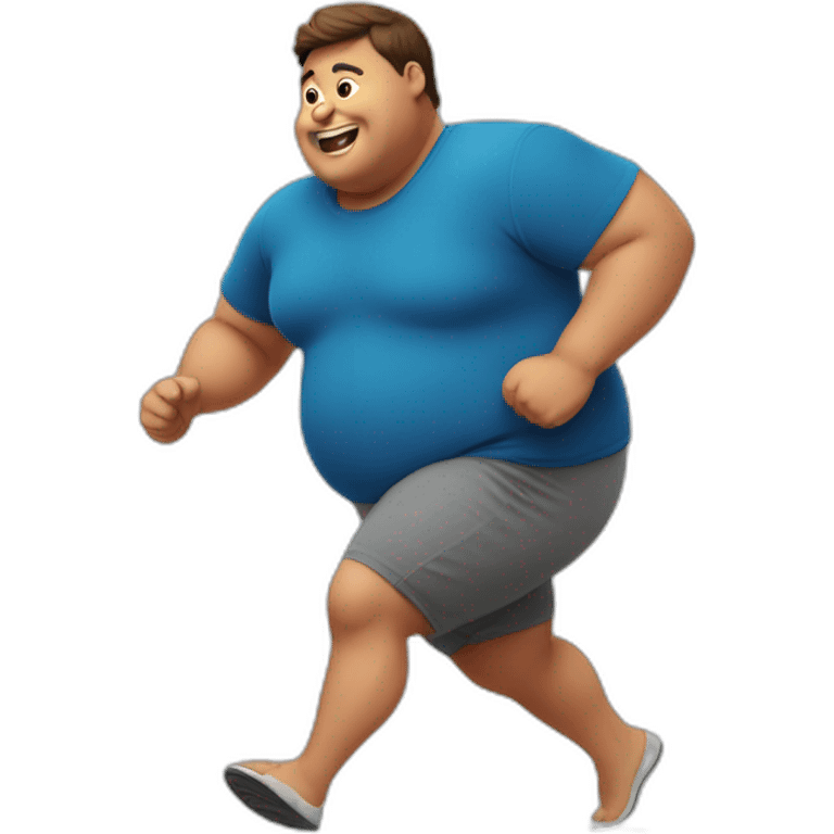 obese man with big belly running emoji