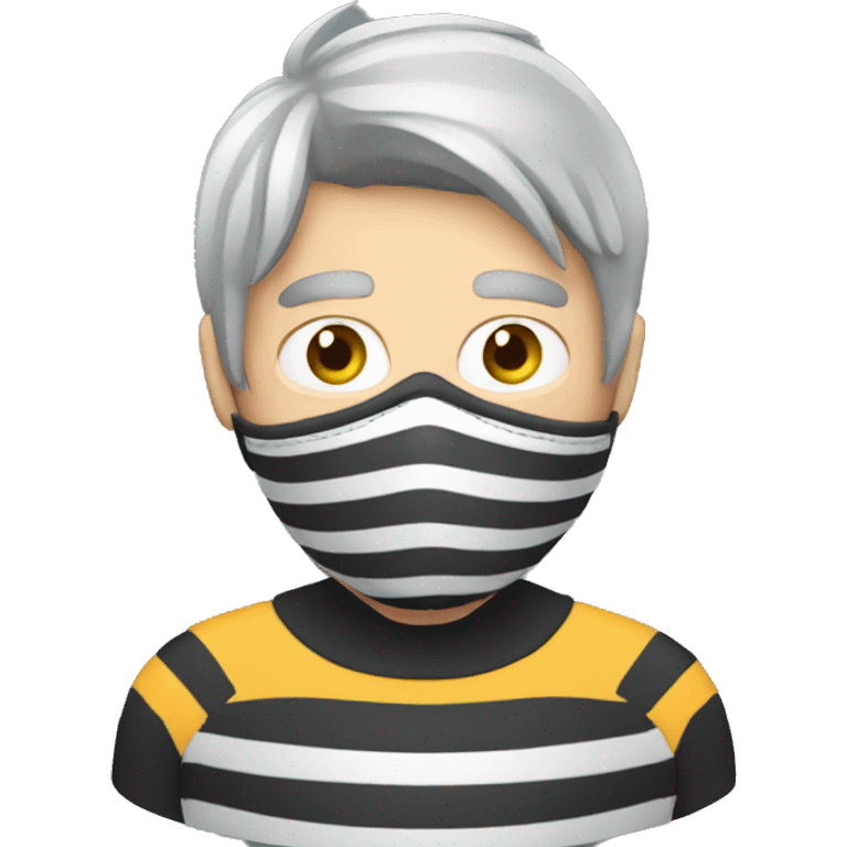 Burglar with eye mask and striped jumper and grey hair emoji