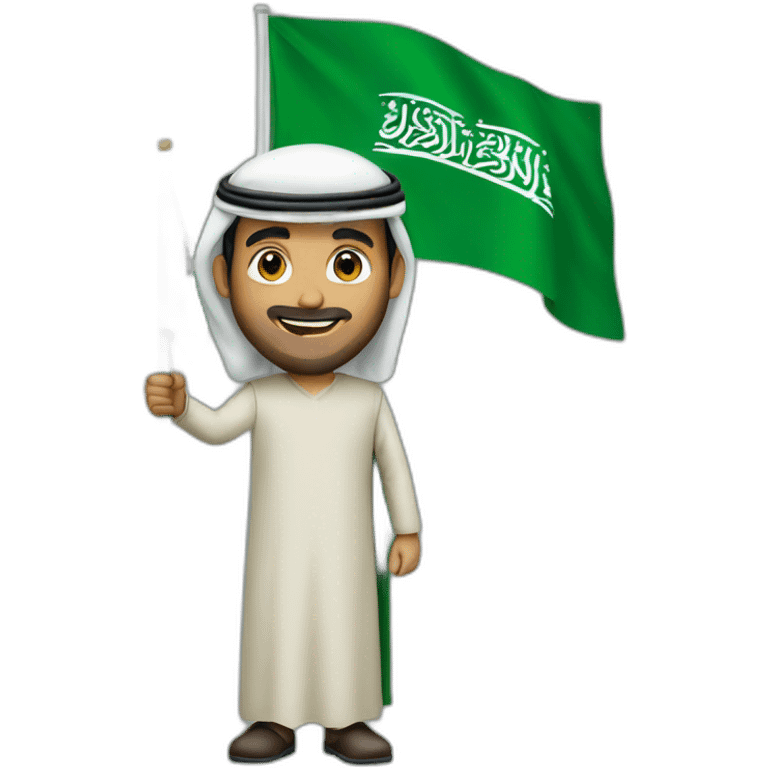 saudi man he is raising the flag of Saudi Arabia emoji