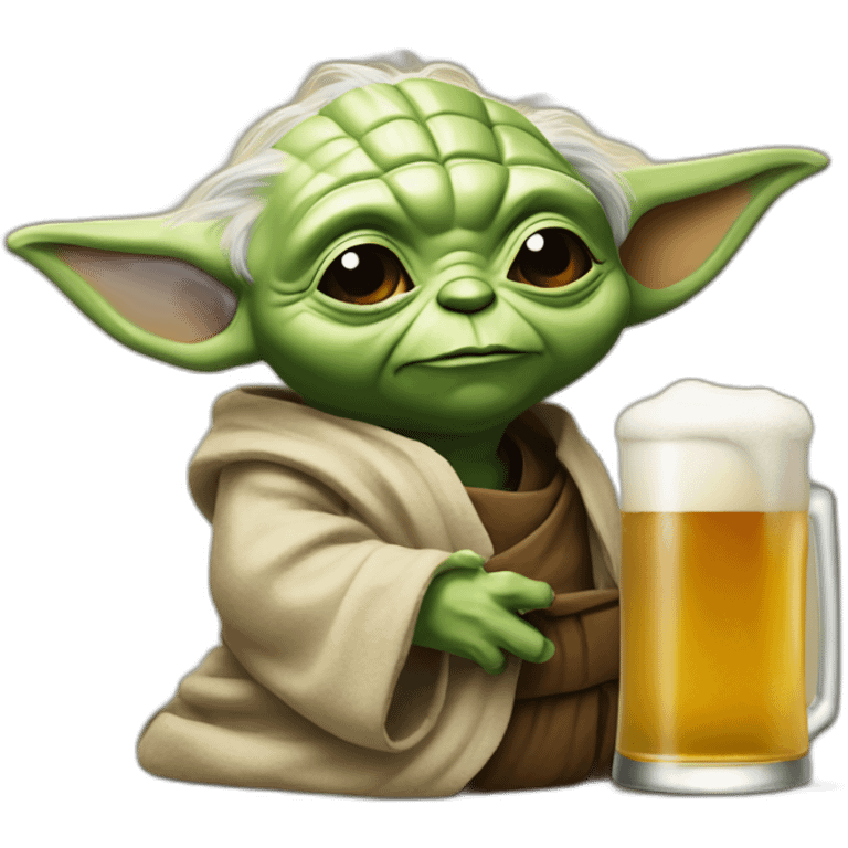 Yoda buvant une bière emoji