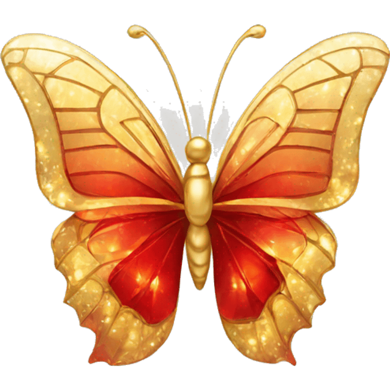 Golden and red crystal butterfly emoji