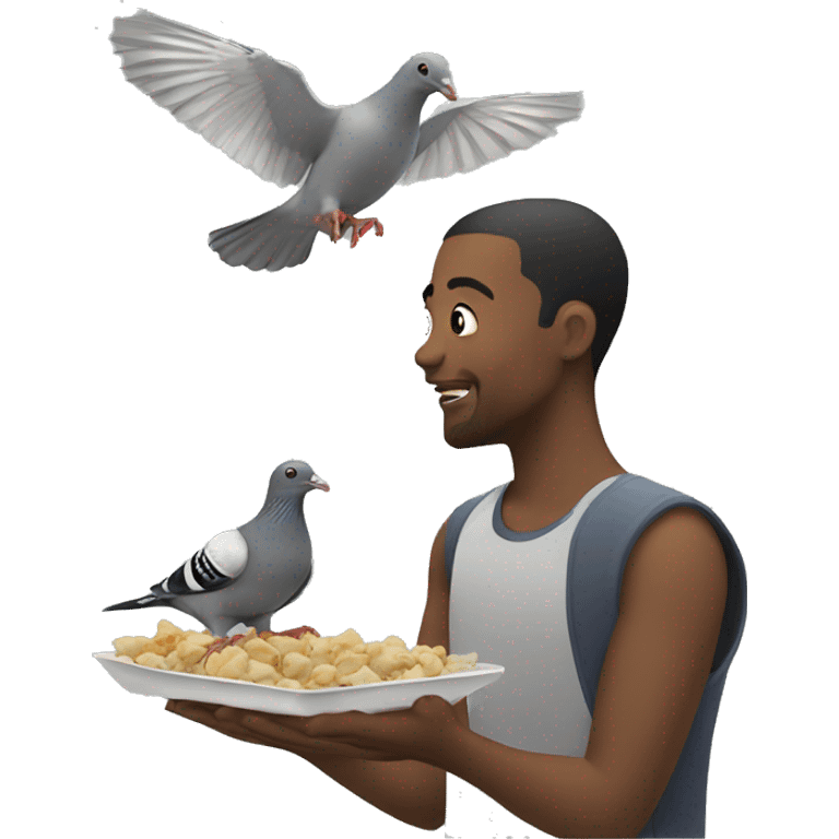 feeding pigeons  emoji