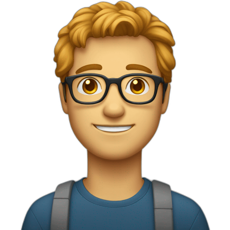 Un homme jeune avec des lunettes et des cheveux couleur chatin emoji