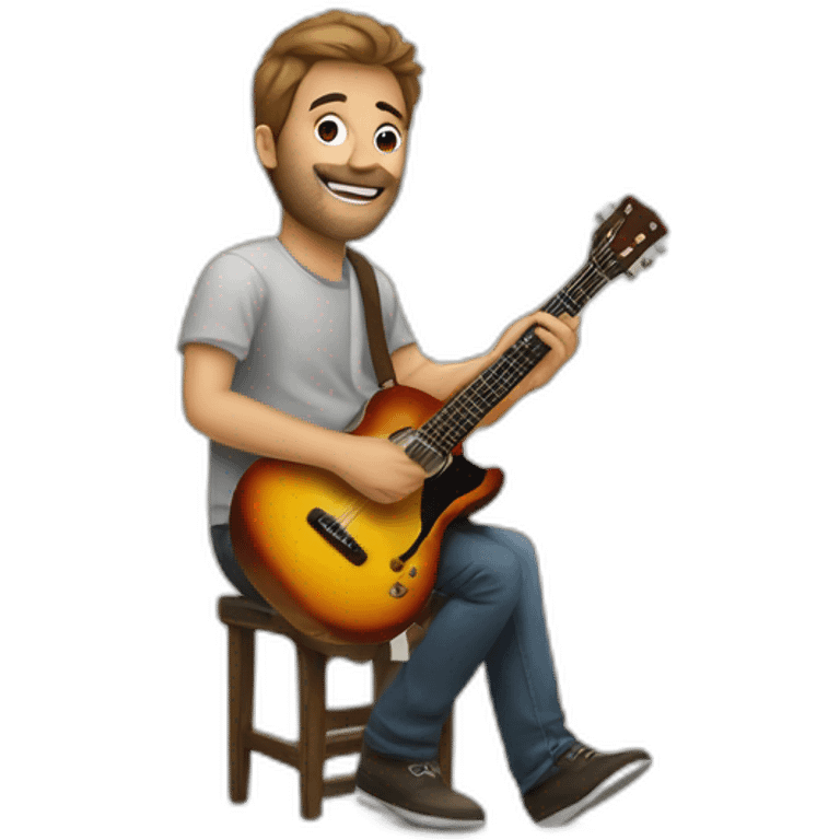 Guitare portait par un musicien emoji