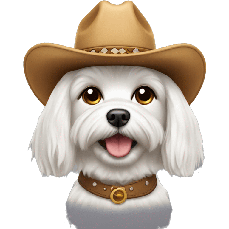 maltese dog with a cowboy hat emoji