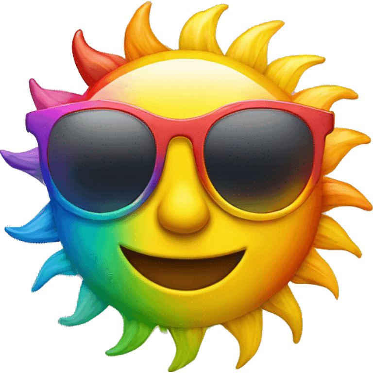 smiling sun wearing rainbow sunglasses emoji