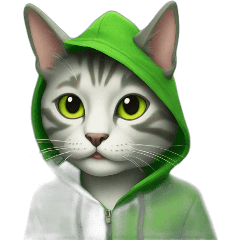 cat wearing a green stanley ipkiss costume from the film the mask emoji