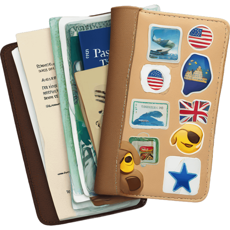 passport cover with stickers  emoji