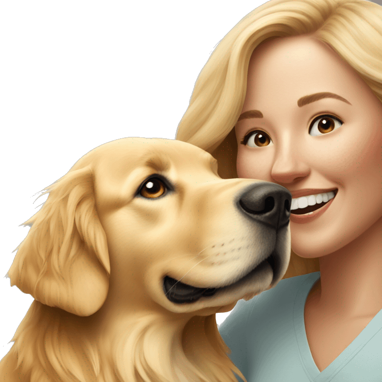 Golden retriever with woman emoji