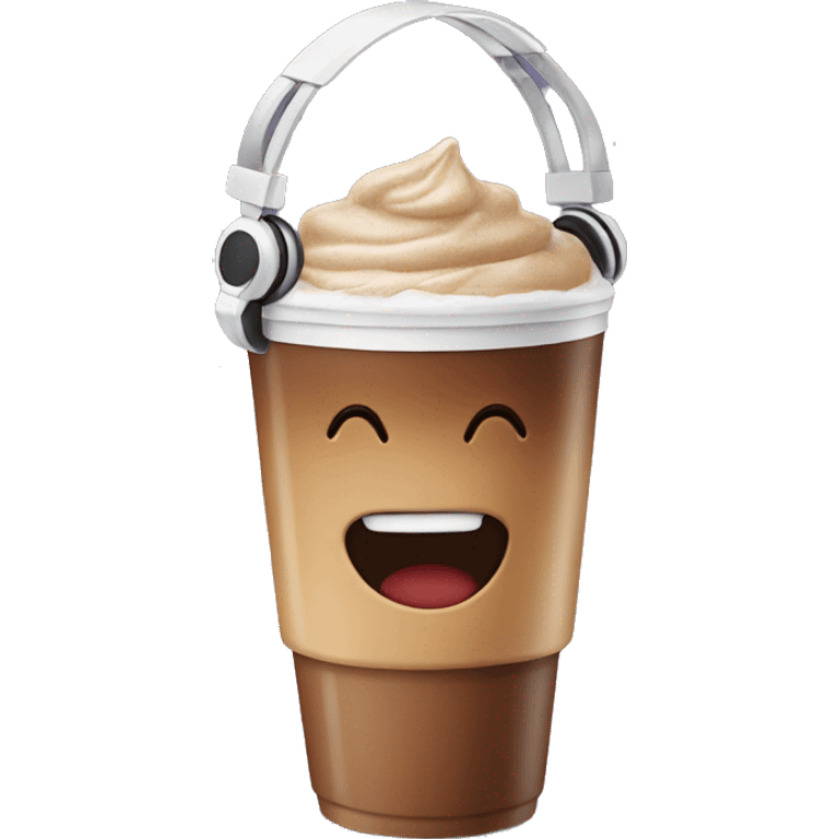 iced coffee cup with headphones emoji