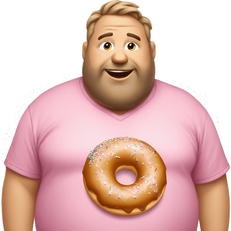 Fat man eating a donut wearing a Fosber shirt emoji