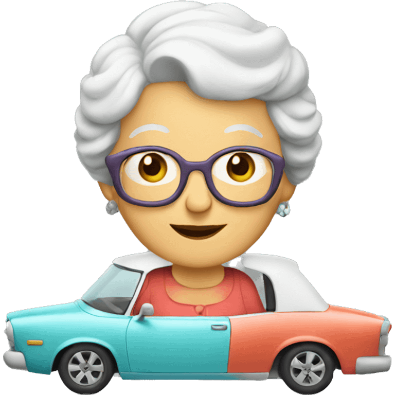 Granny in a big car emoji