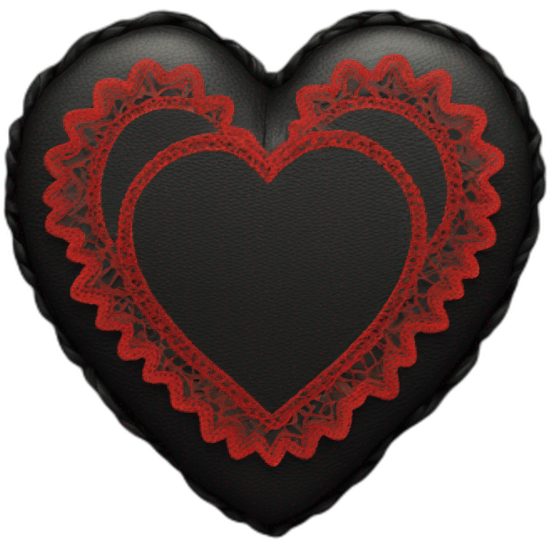 black leather heart with red lace emoji