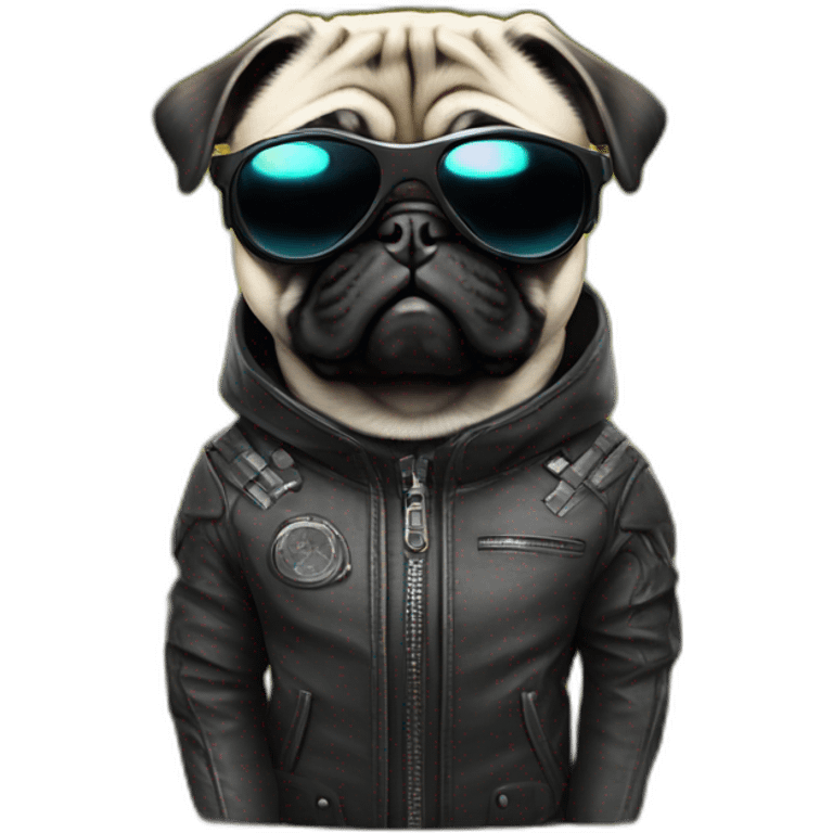 pug with black sunglasses and wearing a cyberpunk suit emoji