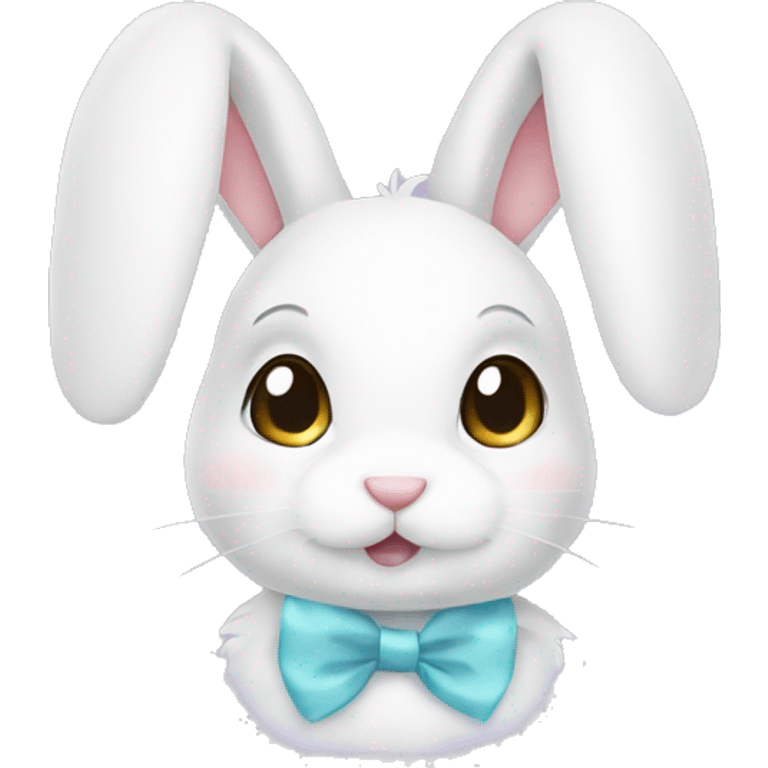 Cute bunny with a white bow emoji